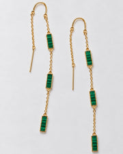 KAMAL BARS Threader Earrings in Malachite, 4:5 Meta post image