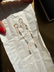 KAMAL BARS Threader Earrings in Mother of Pearl