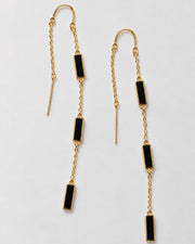 KAMAL BARS Threader Earrings in Onyx, 4:5 Meta post image