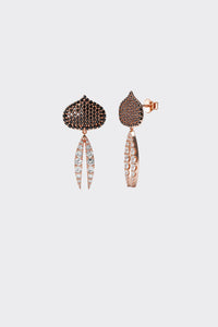 SINGLE Black Diamond Eye Adore + White Diamond Lotus Dangle Earrings