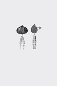 SINGLE Black Diamond Eye Adore + White Diamond Lotus Dangle Earrings