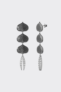 TRIO Black Diamond Eye Adore + White Diamond Lotus Dangle Earrings