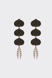 TRIO Black Diamond Eye Adore + White Diamond Lotus Dangle Earrings