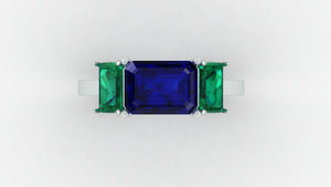 IGI CERTIFIED SAPPHIRE EMERALD RING + BAGUETTE (2 RINGS FROM 1)